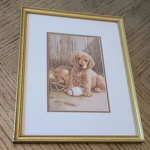 Vintage Golden Retriever puppy wall art 14x11